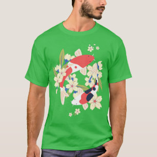 Camiseta Koi Fish Pond Carp Japão Art Sakura Cherr