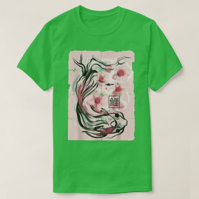 Camiseta Koi Fish Sakura Cherry Blossom Gráfico T- (Frente do Design)