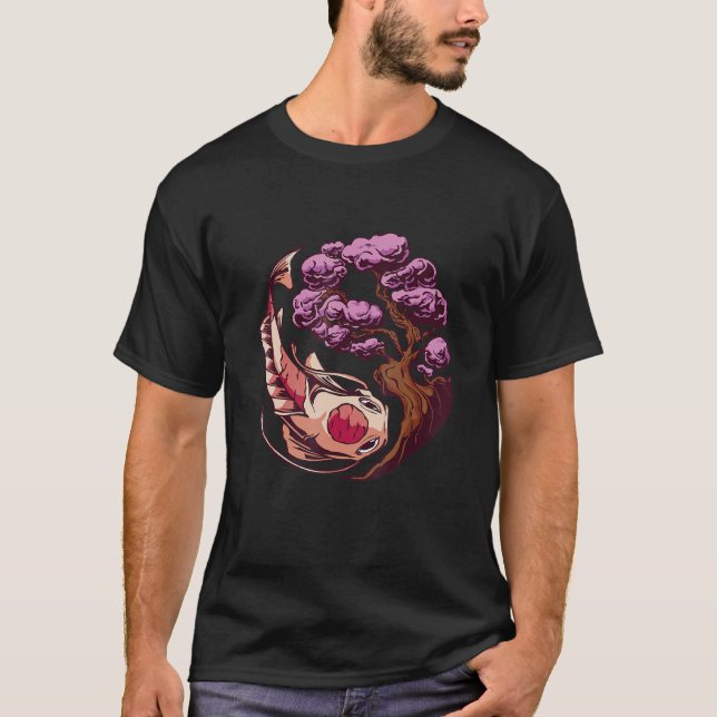 Camiseta Koi Fish Sakura Japanese art (Frente)