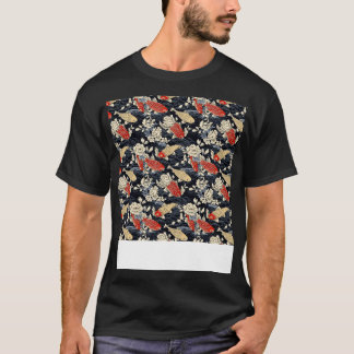 Camiseta Koi Fish Seamless Patterno Japonês p Chinês Asiáti