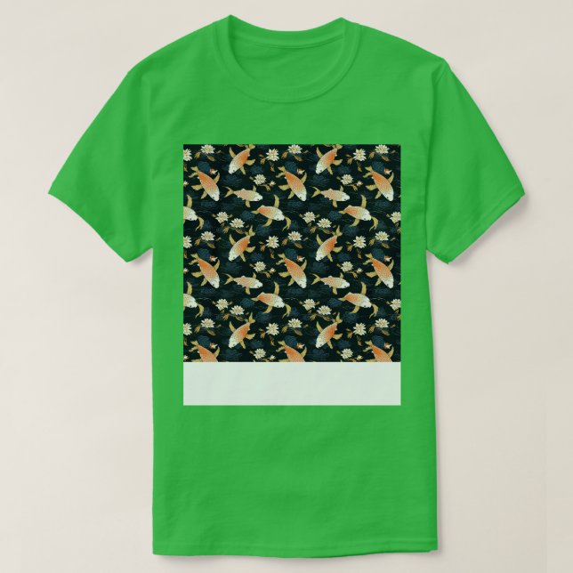 Camiseta Koi Fish Seamless Patterno Japonês p Chinês Asiáti (Frente do Design)