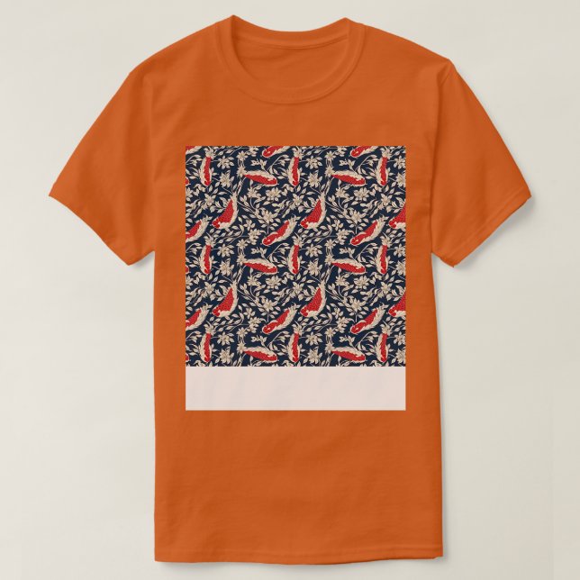 Camiseta Koi Fish Seamless Patterno Japonês p Chinês Asiáti (Frente do Design)