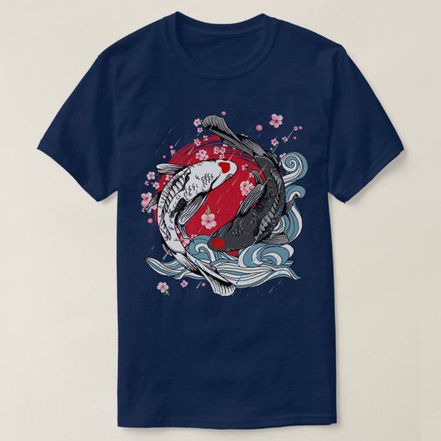 Camiseta Koi Fish Tattoo Zen Red Circle Vintage ( (Frente do Design)