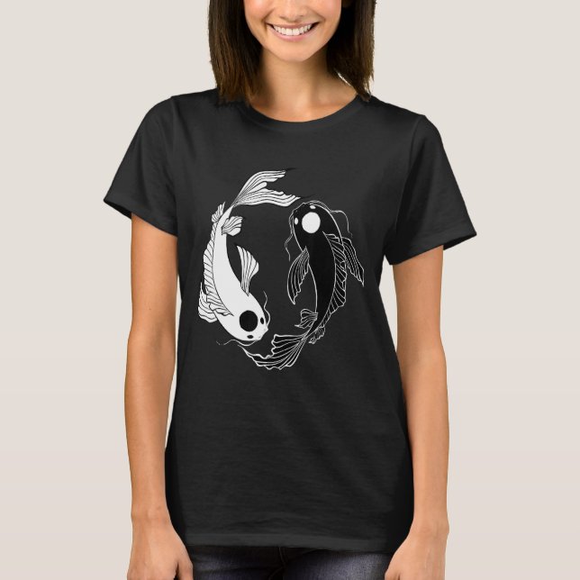 Camiseta Koi Fish Ying Yang Black and White (Frente)