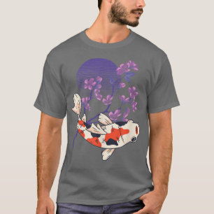 Camiseta Koi Full Moon Cherry Blossom Nishikigoi Japonês K