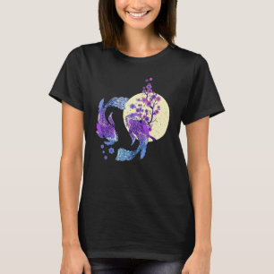 Camiseta Koi Japonês Koi Carp Full Moon Yin Yang Cherry Bl