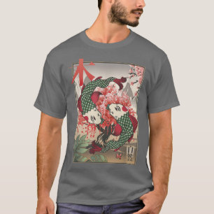 Camiseta Koi Japonês Koi Carp Sakura Tree Fuji Mountain Re
