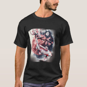 Camiseta Koi Nishikigoi Fish Asian Carp Sakura Cherry Bloss