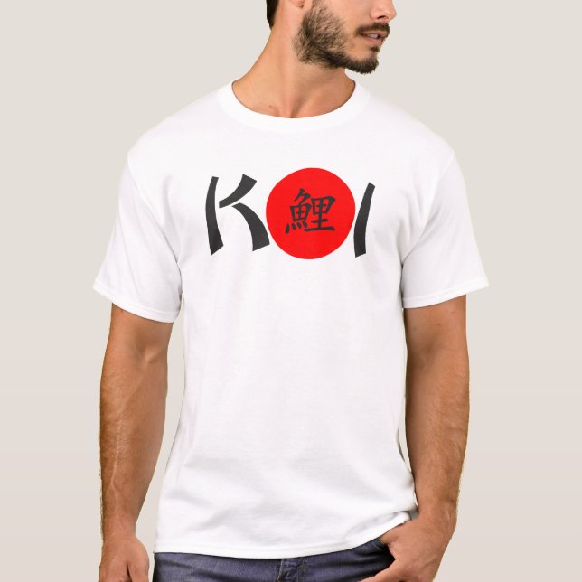 Camiseta KOI - Nishikigoi Japonês Caligrafia 1 T-Shirt (Frente)