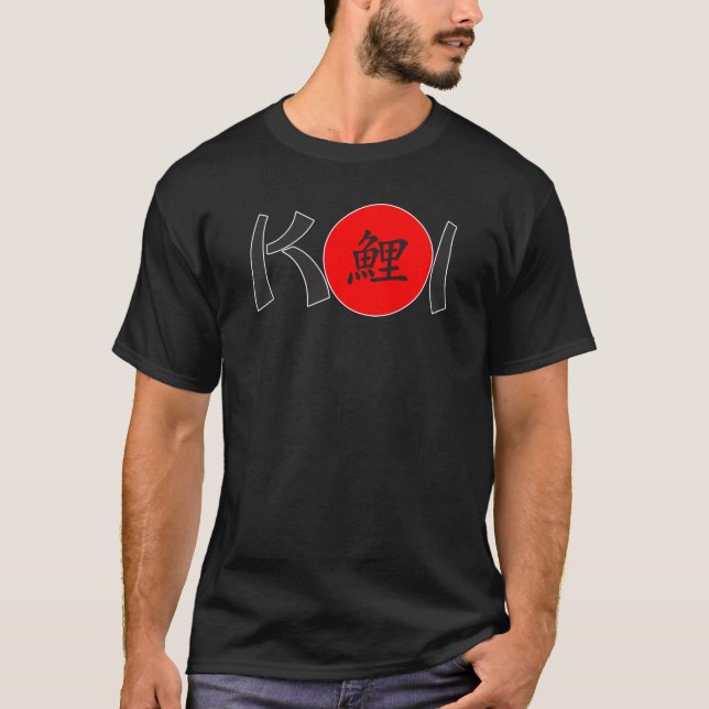 Camiseta KOI - Nishikigoi Japonês Calliografia 2 T-Shirt (Frente)
