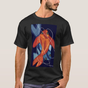 Camiseta Koi - peixe vermelho peixe azul, amigos peixes