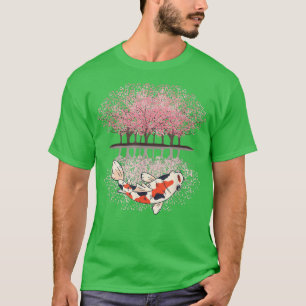 Camiseta Koi Sakura Árvore Cherry Blossom Japão Pond Nishik