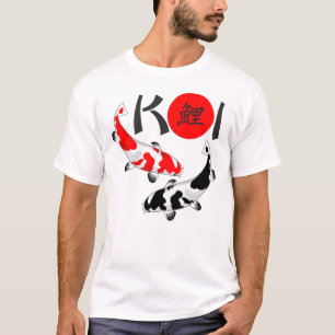 Camiseta KOI - T-shirt vermelho branco do preto 1 de