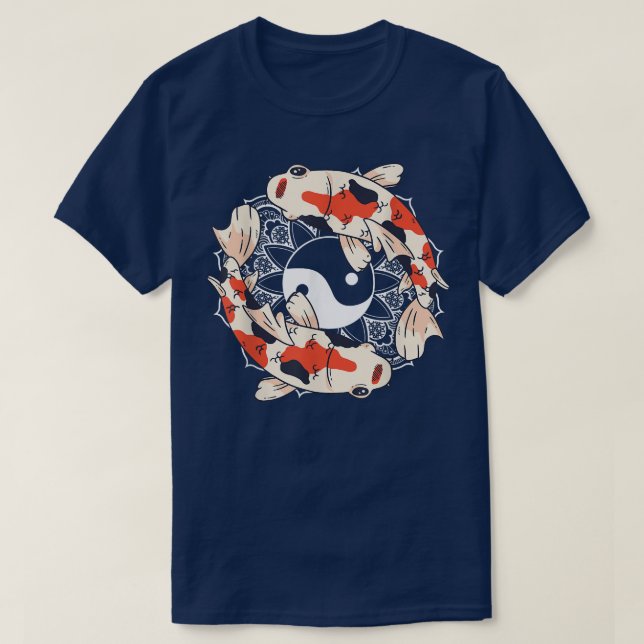 Camiseta Koi Yin Yang Asian Carp Nishikigoi Japonês Koi Ca (Frente do Design)