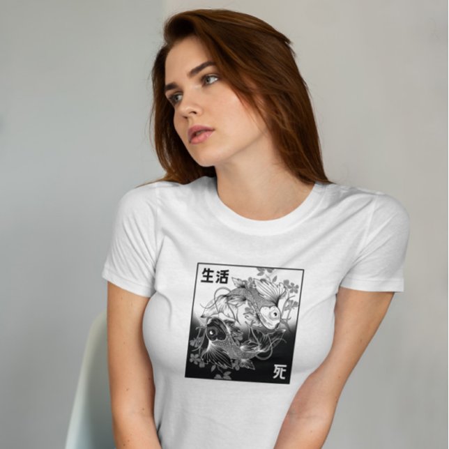 Camiseta Koi Yin Yang Hand Drawn (Criador carregado)