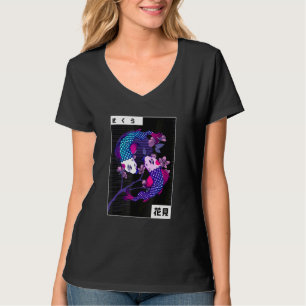 Camiseta Koi Yin Yang Nadando Jóias Peixe Cereja Opósto
