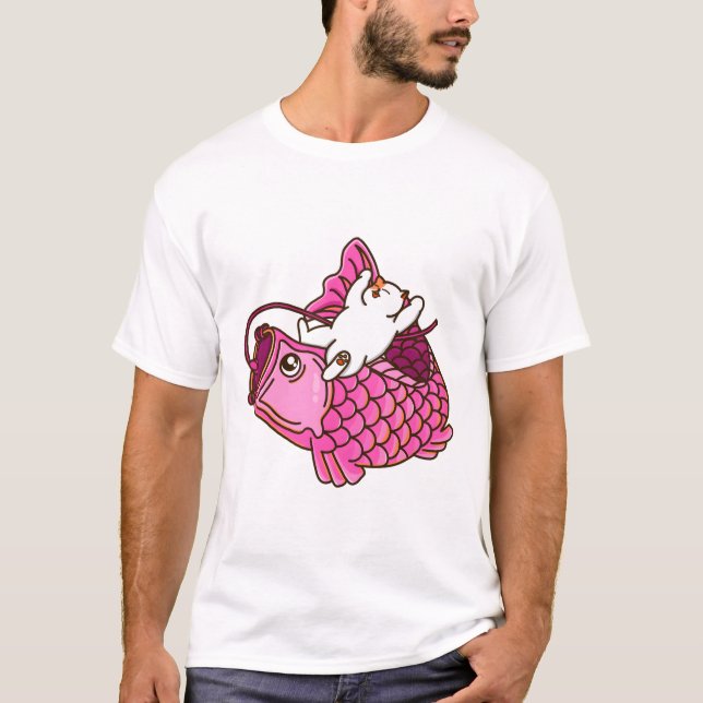 Camiseta Koinobori Gato e Rosa (Frente)