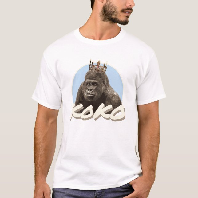 Camiseta Koko o gorila que veste a coroa (Frente)