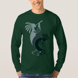 Camiseta Kokopelli baixa musica verde LS Tshirt