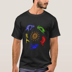 Camiseta Kokopelli Colorful Sun Dancing Musicians Fortune