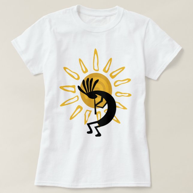 Camiseta Kokopelli Dourado Sun Damas Basic (Frente do Design)