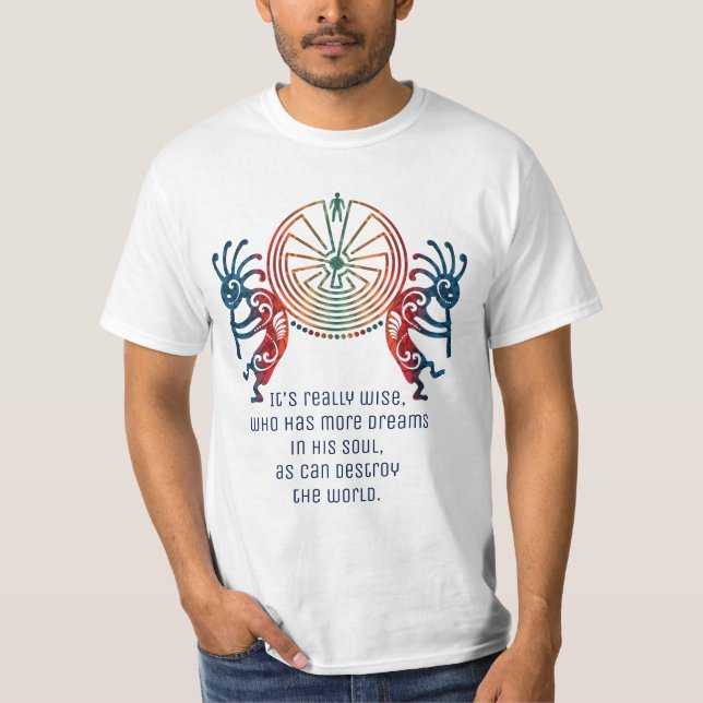 Camiseta KOKOPELLI/HOMEM NO LABIRINTO + seu texto (Frente)