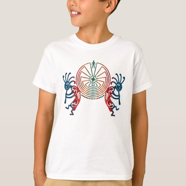 Camiseta KOKOPELLI / HOMEM NO MAZE + suas ideias (Frente)