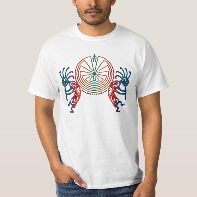 Camiseta KOKOPELLI / MAN IN THE MAZE + seu texto (Frente)