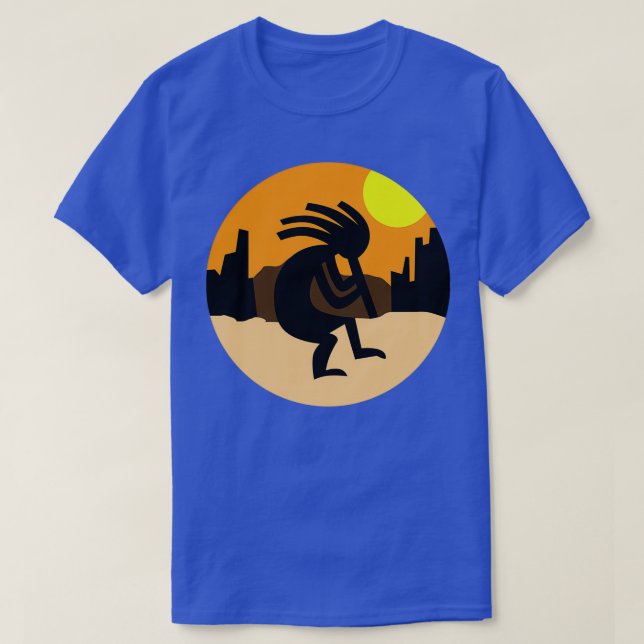 Camiseta Kokopelli Native American Sunset (Frente do Design)
