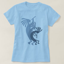 Kokopelli Pega Música Blue Ladies T-shirt