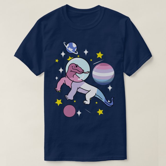 Camiseta Komodo Dragon Astronaut Bigender  (Frente do Design)