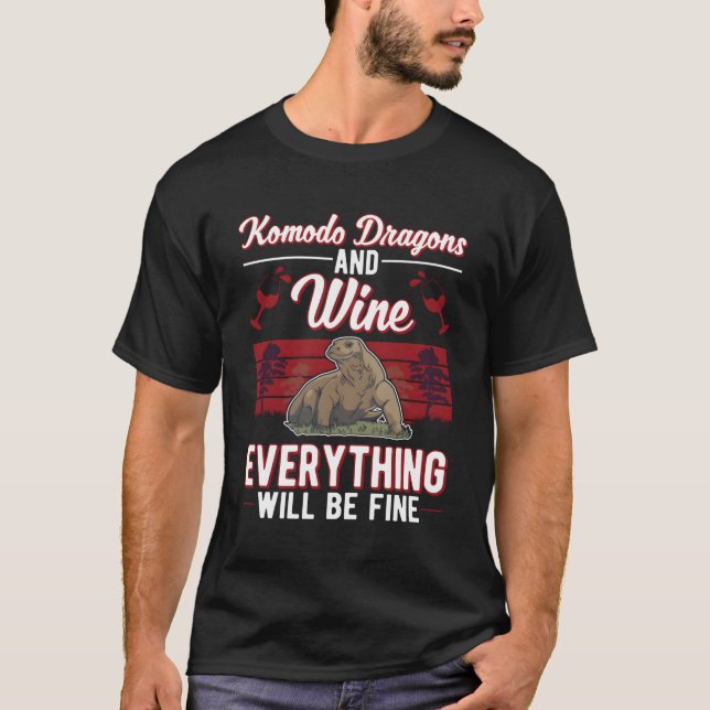 Camiseta Komodo Dragon E Monitor De Vinhos Lizard Komodo Dr (Frente)