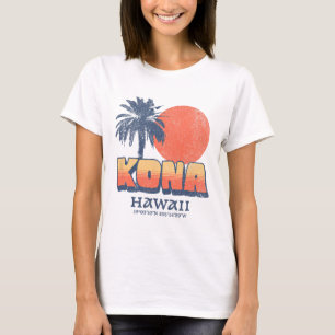 Camiseta Kona Havaí Pôr do Sol Retro Palmeira Fofo Havaiano