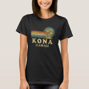 Camiseta Kona Havaí Praia Férias em Família Palmeira Vintag