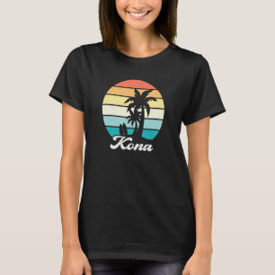 Camiseta Kona Hawaii Havaii Palm Tree Surfboard Vintage B