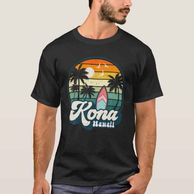 Camiseta Kona Hawaii Hawaiian Vintage Surfboarding Surfers (Frente)