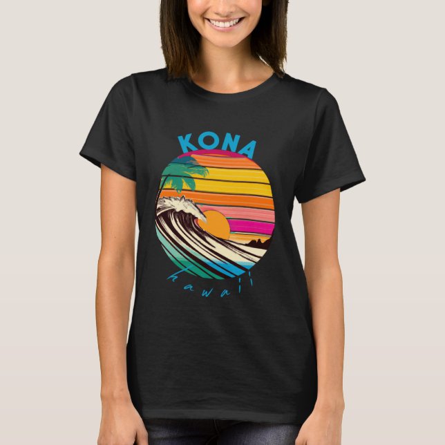Camiseta Kona Retro 1980 Style Hawaii Beach (Frente)