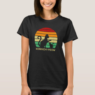 Camiseta Konnichi Meow Gato Bonito Gatinho Fofo Japonês