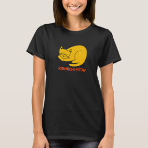 Camiseta Konnichimeow Linda Gatinho Gato Bonito Japonês