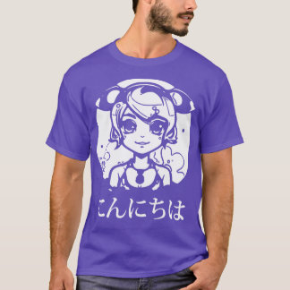 Camiseta Konnichiwa Hello Japonês Girl
