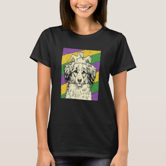 Camiseta Kooikerhondje Jester Mardi Gras Dog Mom or Dad (Frente)