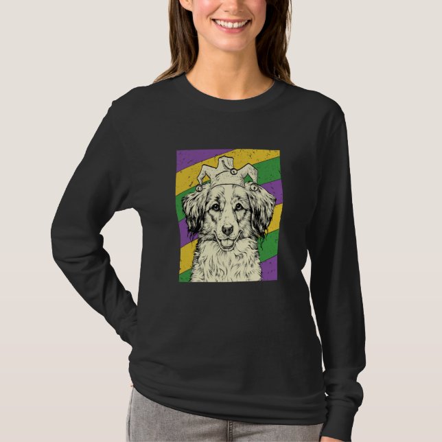 Camiseta Kooikerhondje Jester Mardi Gras Dog Mom or Dad (Frente)
