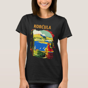 Camiseta Korcula Croácia Vista do Porto Viagem Verde