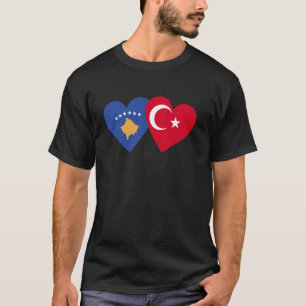 Camiseta Kosovo Bandeira da Turquia Coração Kosova Raízes T