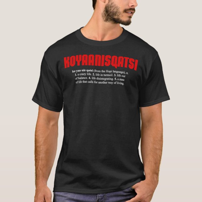 Camiseta KOYAANISQATSI + definição (texto em branco) Essenc (Frente)