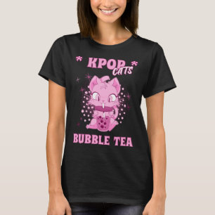 Camiseta Kpop Cats and Bubble Tea Coração Coreano Love K Po