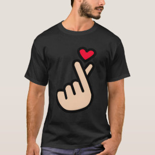 Camiseta Kpop Coreano Dedo Ele Símbolo Eu Te Amo Saranghae