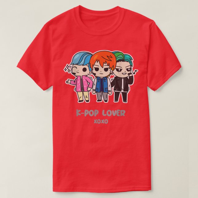 Camiseta Kpop Teen Boys Do K-Pop, Presente Para Raparigas M (Frente do Design)