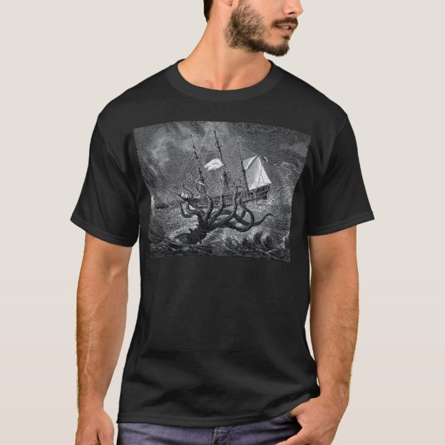 Camiseta Kraken Attacando naufrágio do navio (Frente)