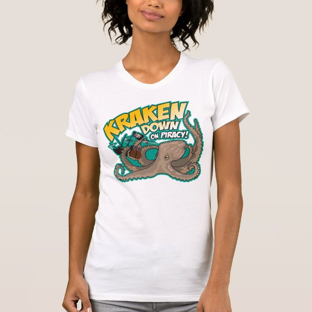 Camiseta Kraken para baixo na pirataria (Frente)